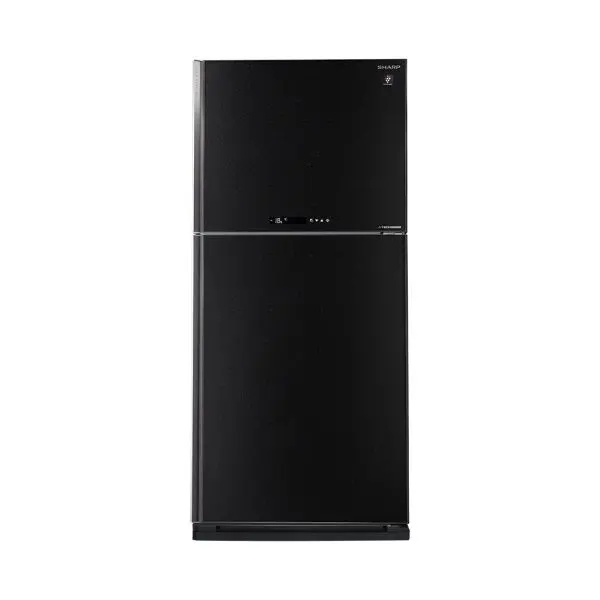 ثلاجه شارب انفرتر ديجيتال نوفروست سعة 480 لتر ، 2 باب زجاجي لون أسود مزودة بتكنولوجيا البلازما