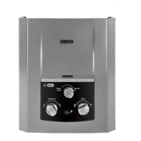 سخان زانوسى غاز دلتا 6 لتر بدون مدخنه فضي مزود بمحول كهرباء فيكى