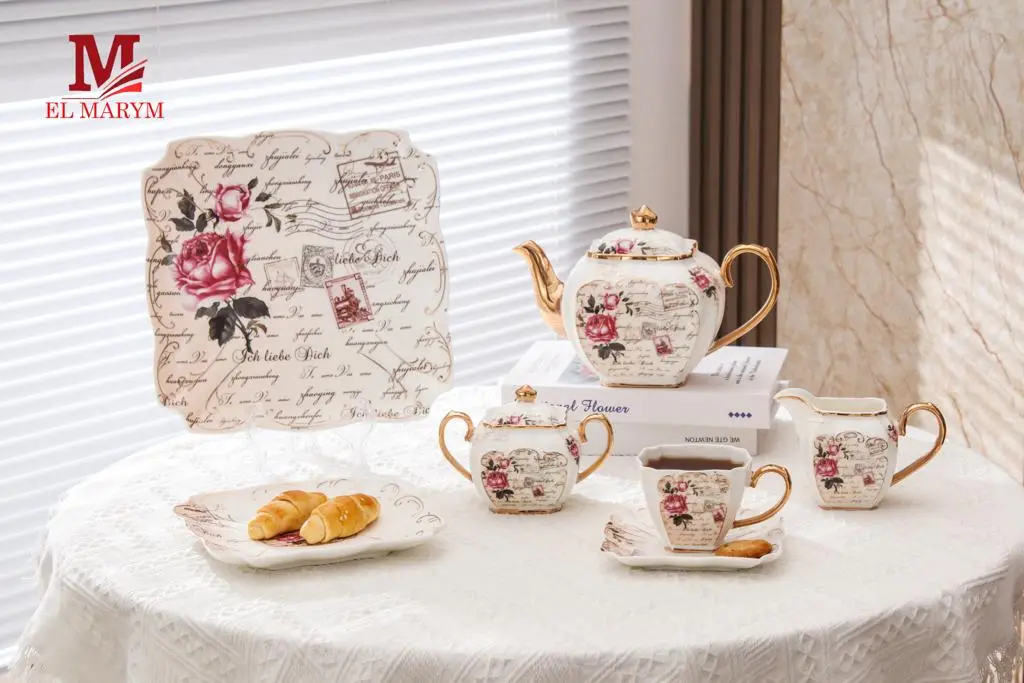 طقم شاى وجاتوة وردة تشيكى 24ق