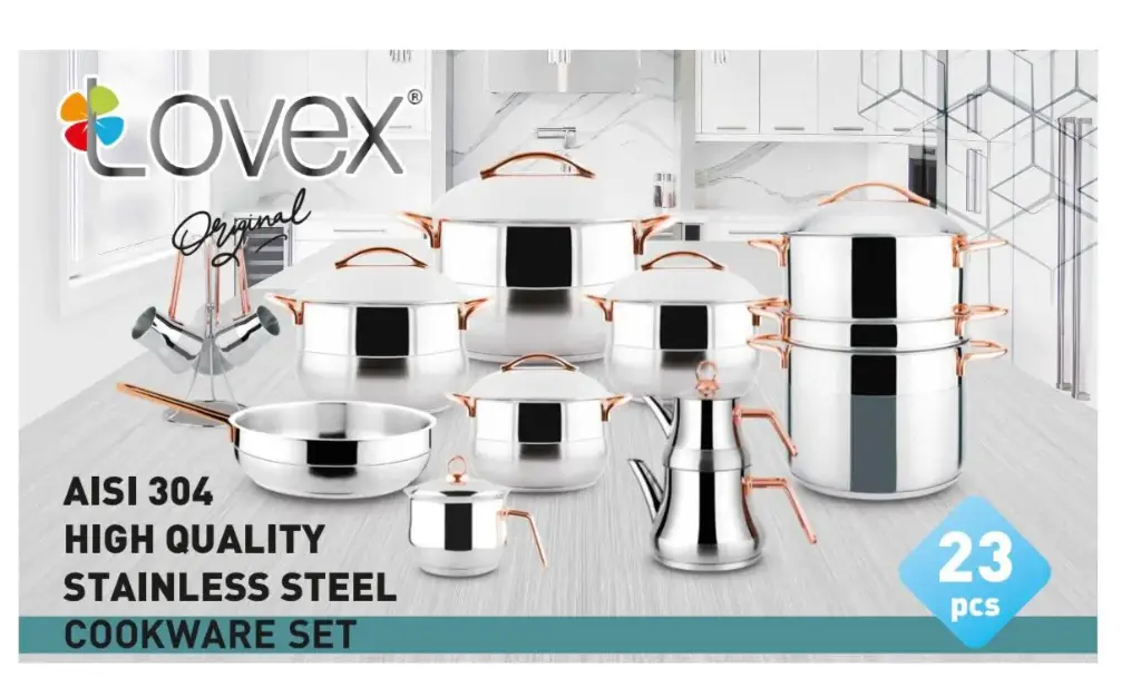 Pompeii steel set, 23 pieces, gold/copper, 10400