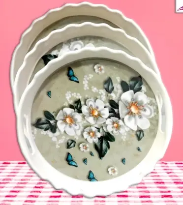 طقم صوانى ميلامين بيتزا مدور ابيض 280