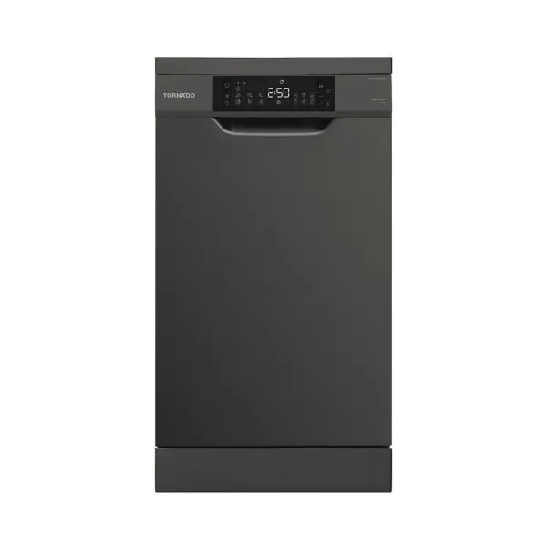 Tornado Dishwasher 10 Persons, 45 cm, Digital Screen, 7 Programs, Black