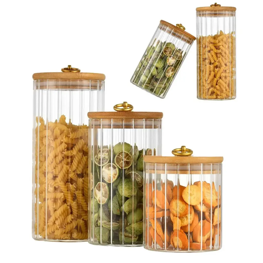 برطمان توابل زجاج غطاء خشب 12سم 3992
