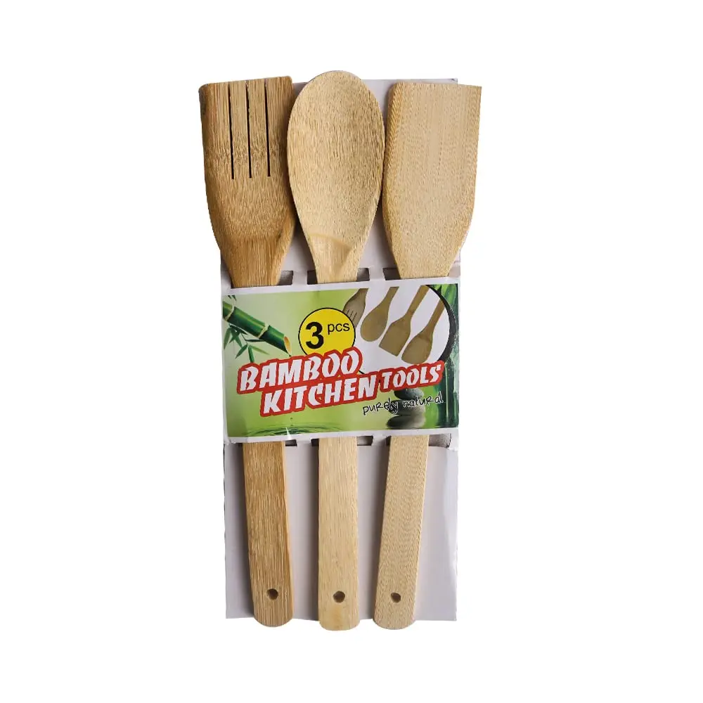 White bamboo spoons, 3 pieces