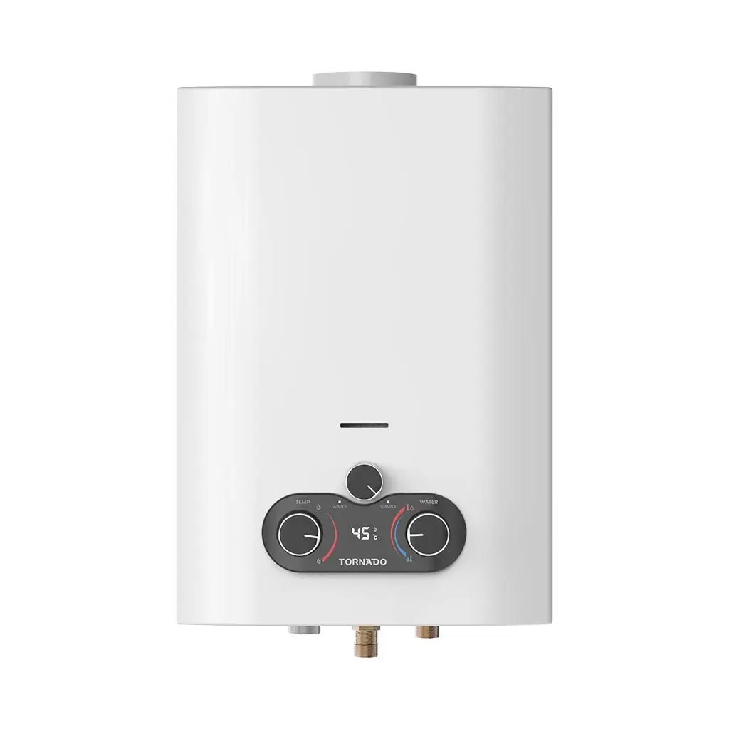 سخان تورنيدو 6 لتر غاز طبيعي بالمدخنه لون ابيض