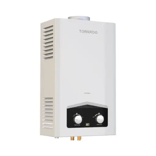 [GHM-C10CTE-W] ﻿Tornado 10-liter gas heater, digital, black, completely safe - chimney - tube﻿