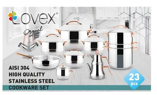 [20414_223520414010] طقم استيل بومبيه 23ق دهبى/نحاسى 10400