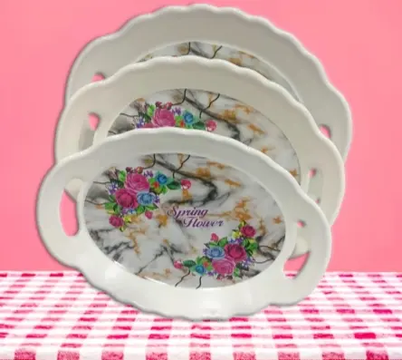 [20669_223520669010] طقم صوانى ميلامين بيضاوى ابيض ك 100783