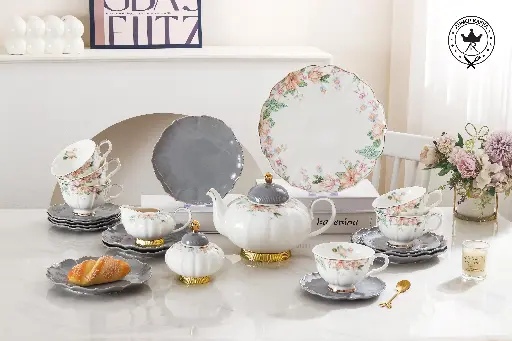 [21115_223521115010] Mixed Flower Tea and Cake Set, 24 Pieces, S4100WA