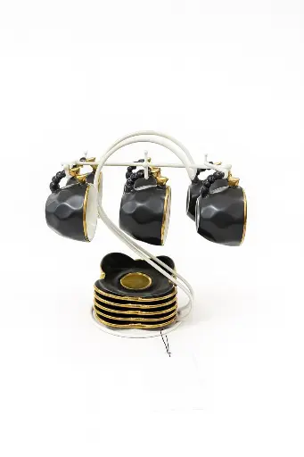 [22280] Gold hand coffee set with stand