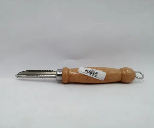 [22251] Stainless steel peeler + scoop with wooden handle