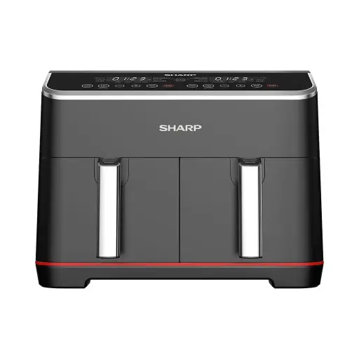 [KF-DF80RT-EK2] SHARP Air Fryer Dual Cook 1800 Watt 8 Liter Electronic Touch Screen Glass Panel Stainless KF-DF80RT-EK2